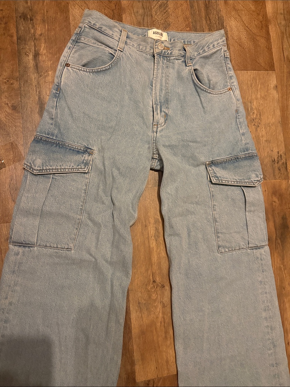 Agolde Light Blue Cargo Denim Relaxed Fit Jeans